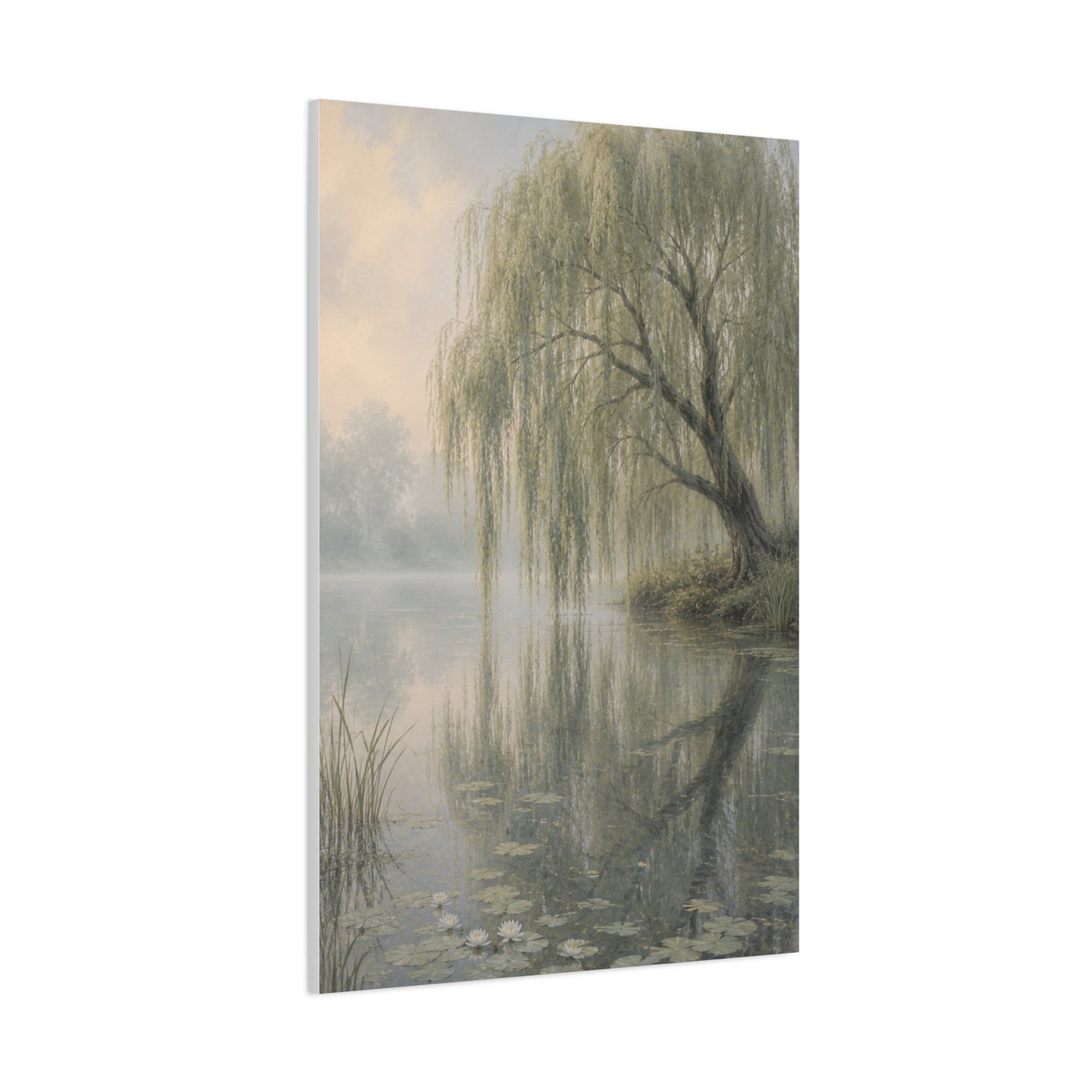 Misty Willow Reflection Lake Trees Wall Art & Canvas Print