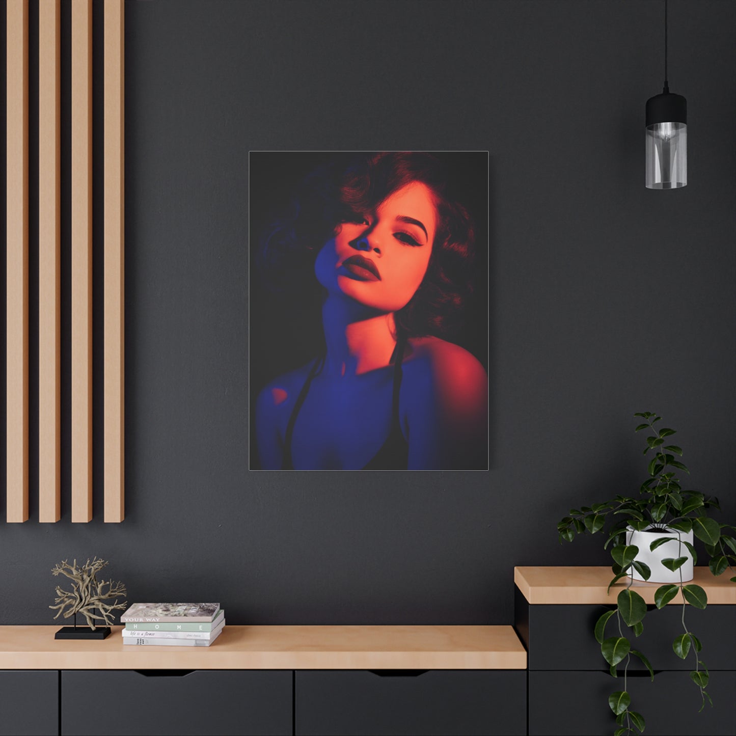 Neon Shadow Fashion Portrait Wall Art & Canvas Print