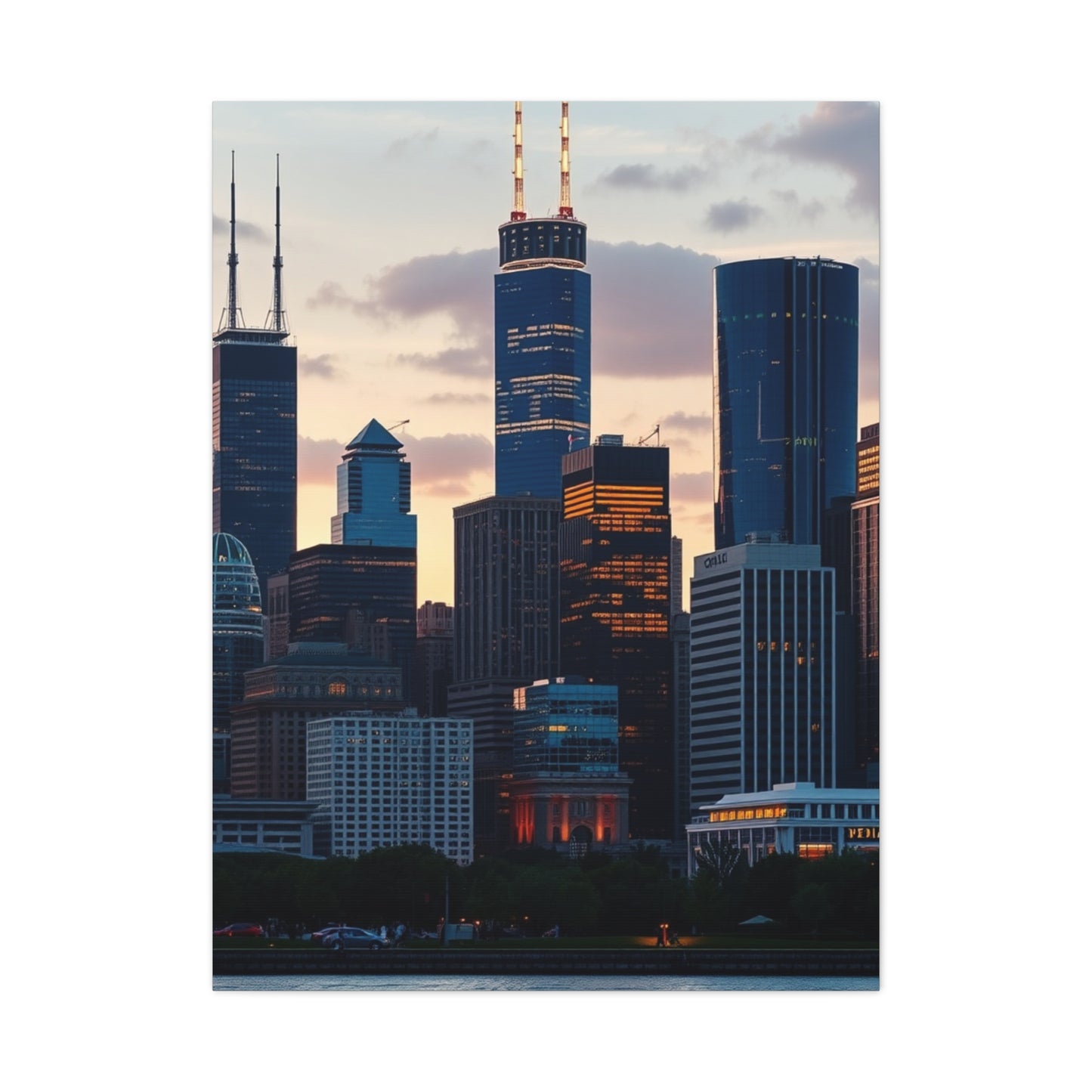 Chicago Skylines Art Canvas Art 5 Wall Art & Canvas Print