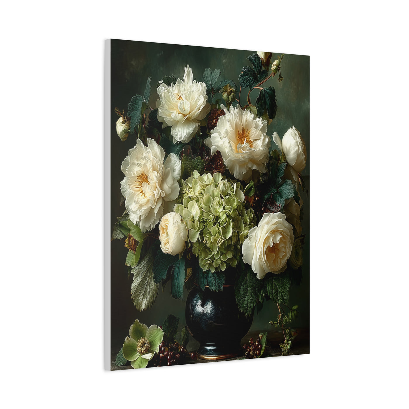 Dutch Floral Green Still Life Wall Art & Canvas Print