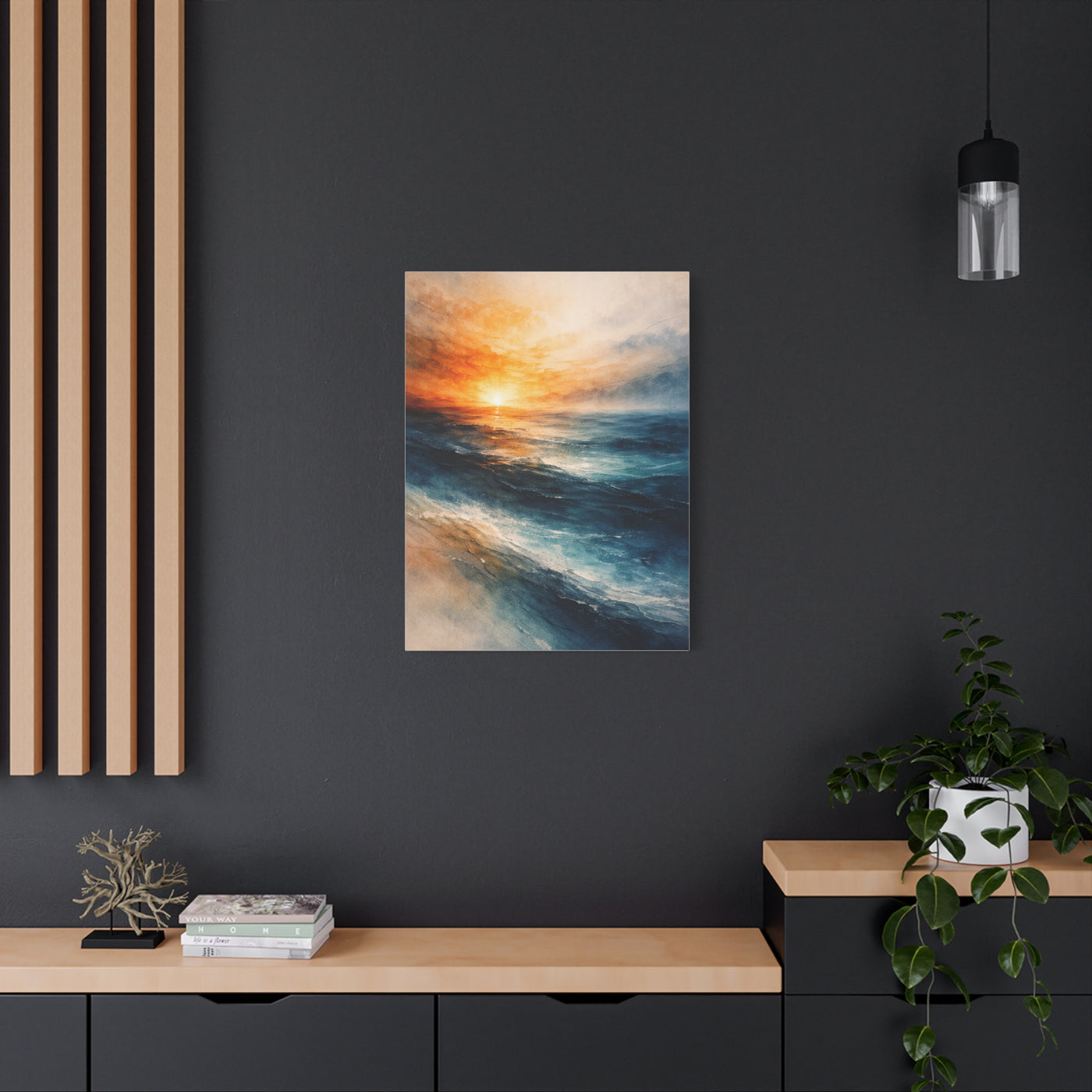 Ocean Sunrise Orange Horizon Wall Art & Canvas Print