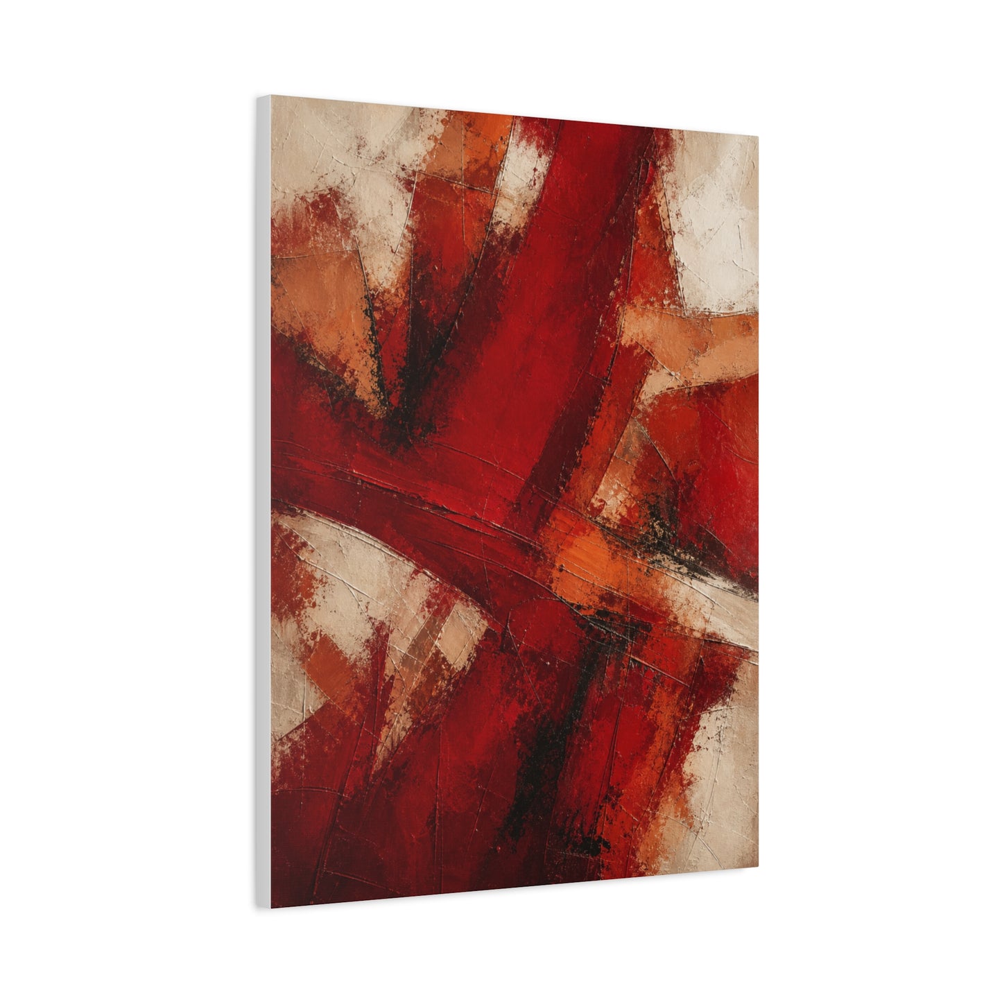 Abstract Crimson Cross Composition Wall Art & Canvas Print