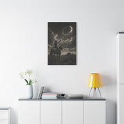 Cowgirl Moon Lasso Silhouette Scene Wall Art & Canvas Print