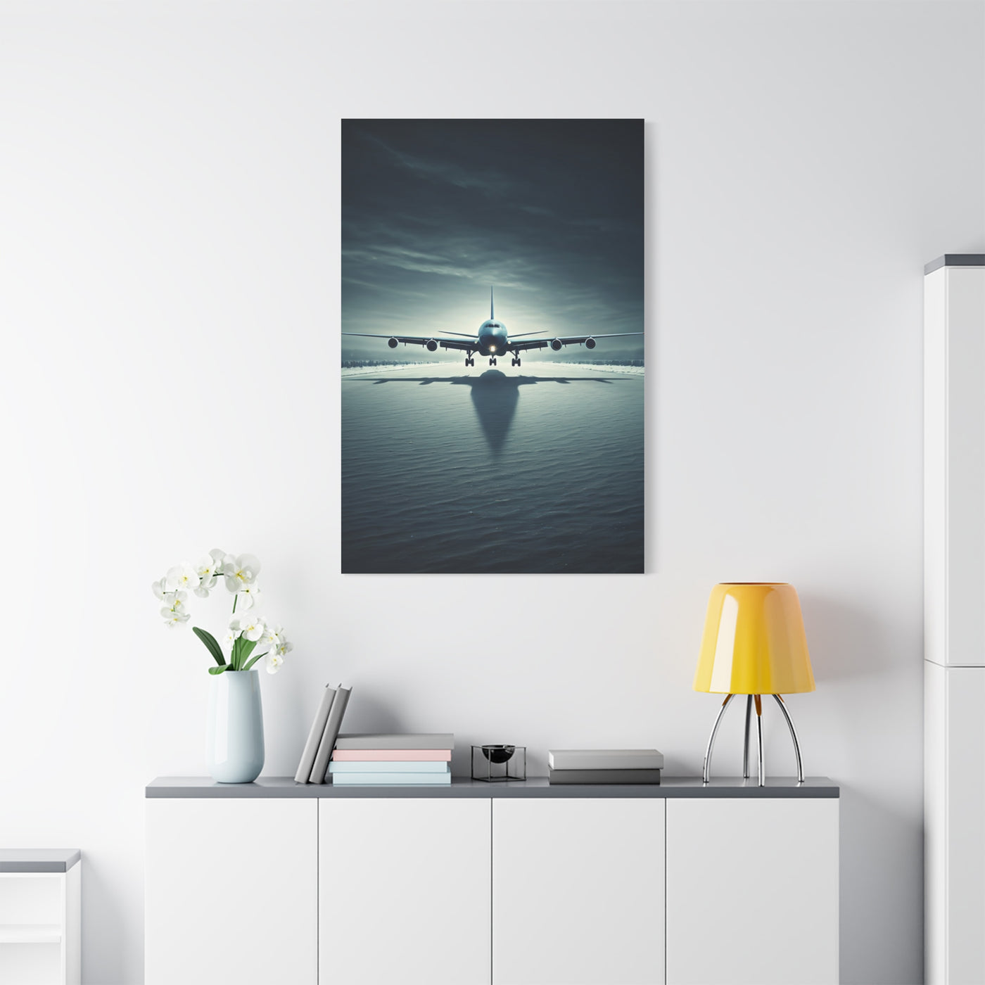 Stormy Runway Jet Arrival Wall Art & Canvas Prints