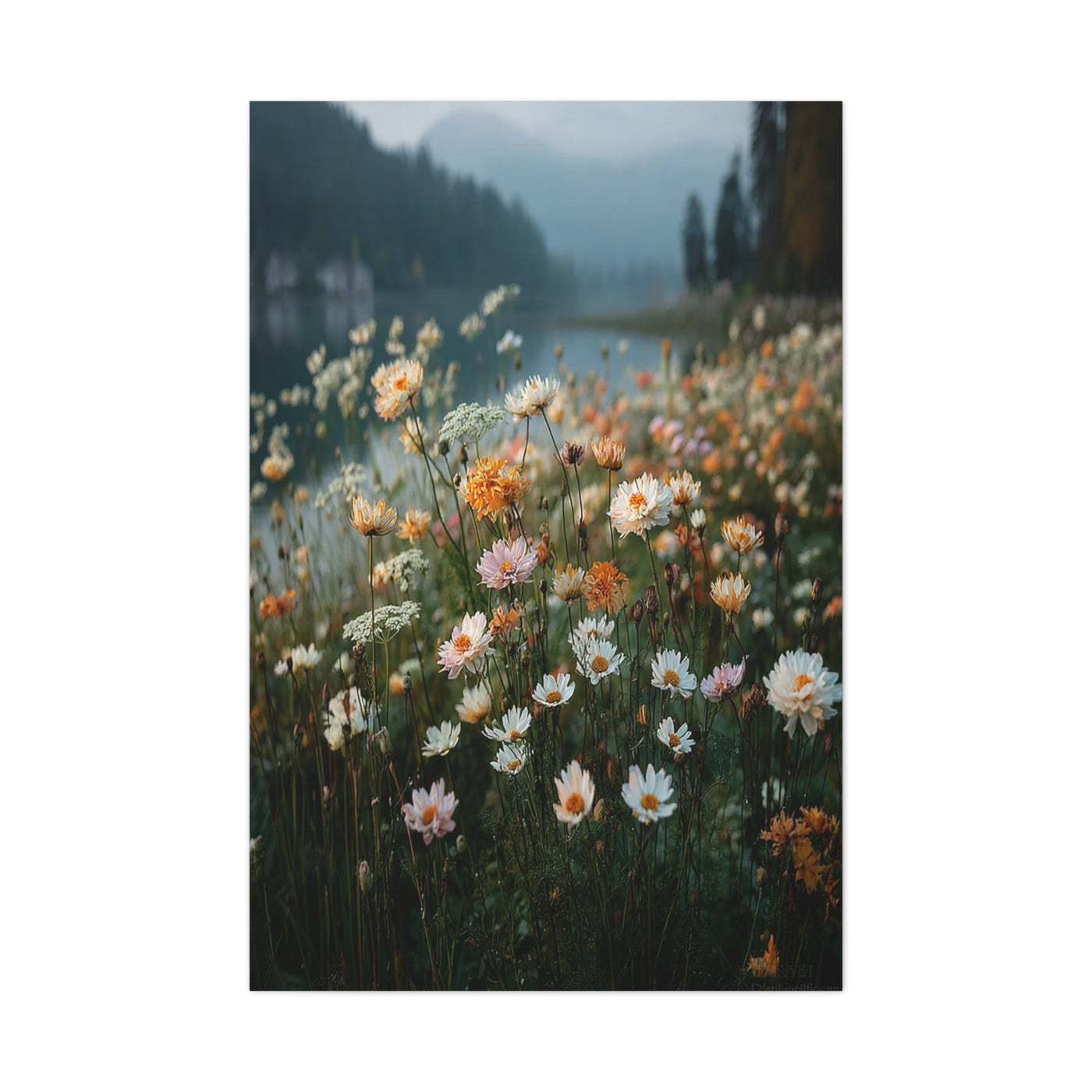 Wildflower Lakeside Meadow Wall Art & Canvas Print