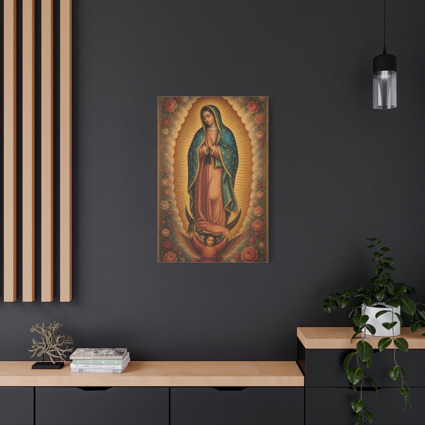 Our Lady of Guadalupe Floral Sacred Icon Wall Art & Canvas Print