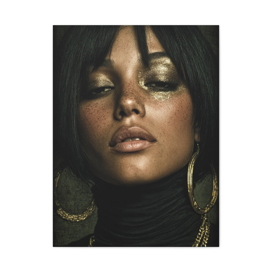 Gold Leaf Eyelid Noir Portrait Wall Art & Canvas Print