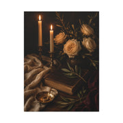 Romantic Candlelit Rose Still Life Wall Art & Canvas Print