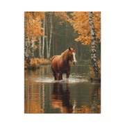 Autumn River Horse Reflection Wall Art & Canvas Print