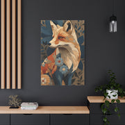 Patchwork Textile Fox Folk Art Wall Art & Canvas Print