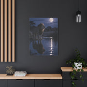 Lion by Moonlit Water Reflection Wall Art & Canvas Print
