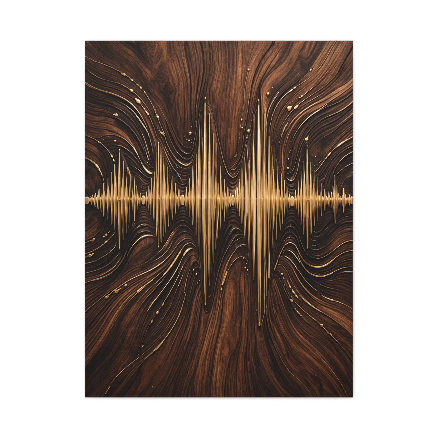 Golden Acoustic Wave Wood Composition Wall Art & Canvas Print
