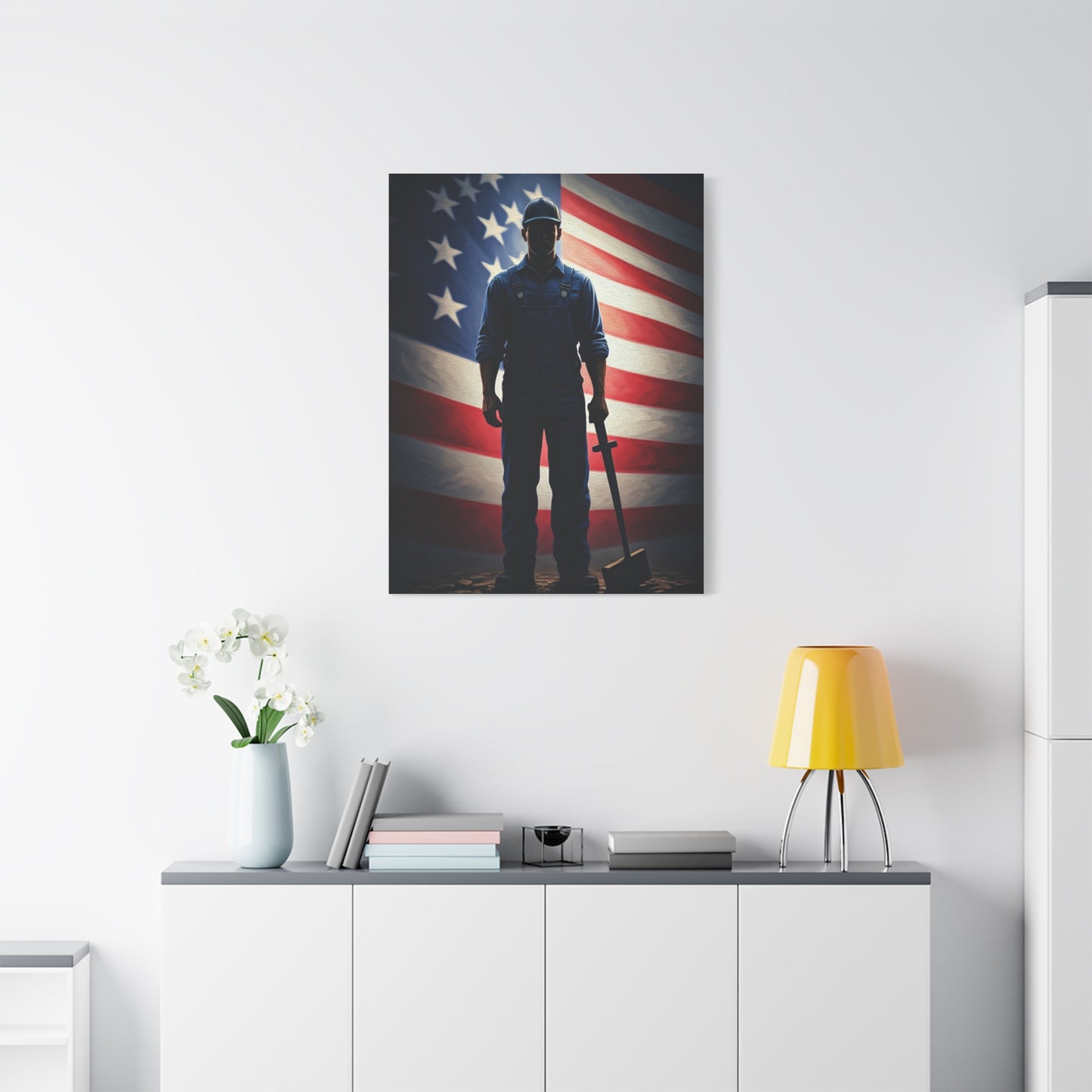 Soldier of Honor Before the Flag Wall Art & Canvas Prints
