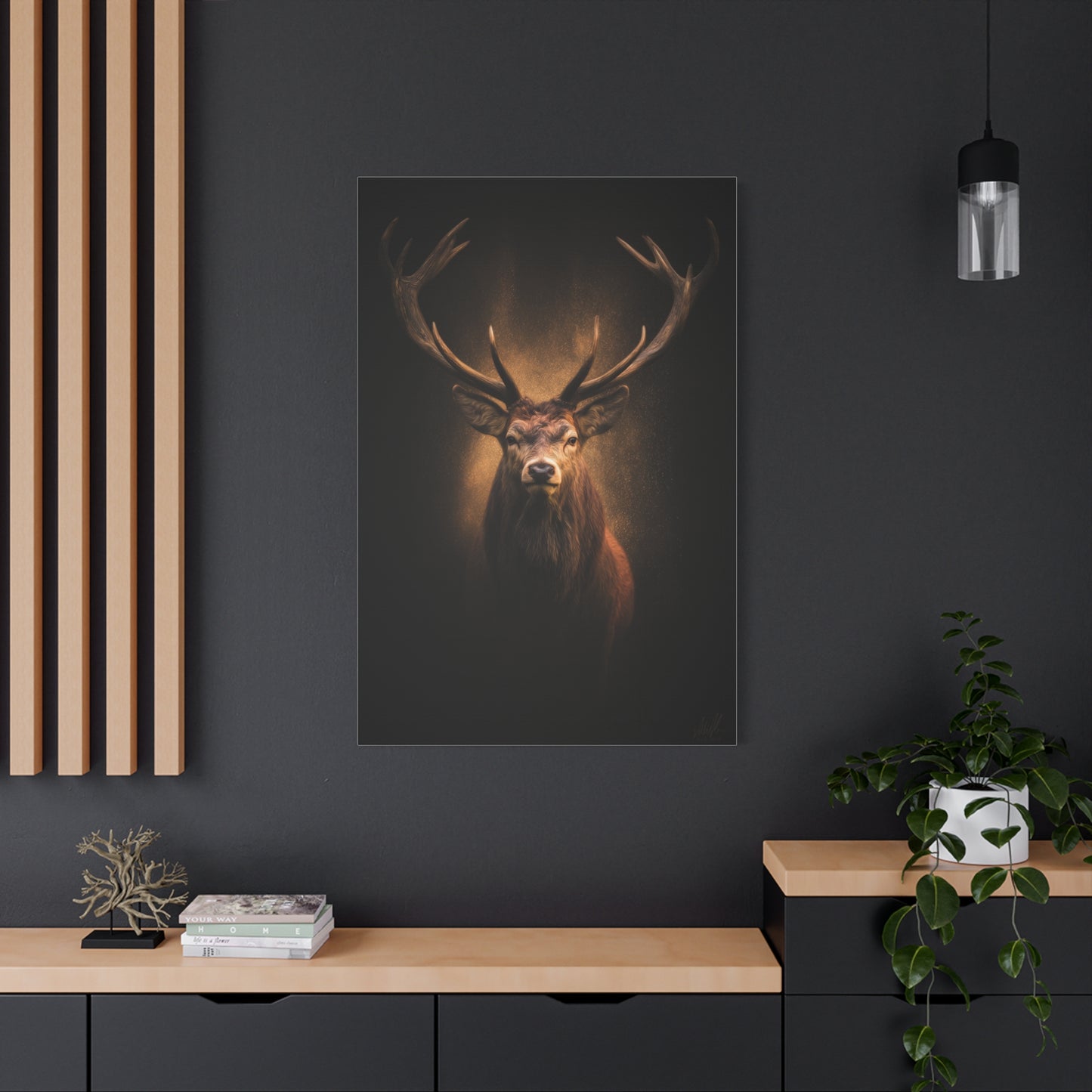 Golden Halo Stag Portrait Wall Art & Canvas Print