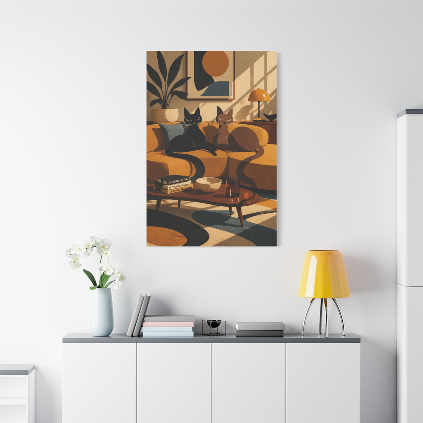 Playful Retro Cats Lounge Scene Wall Art & Canvas Print