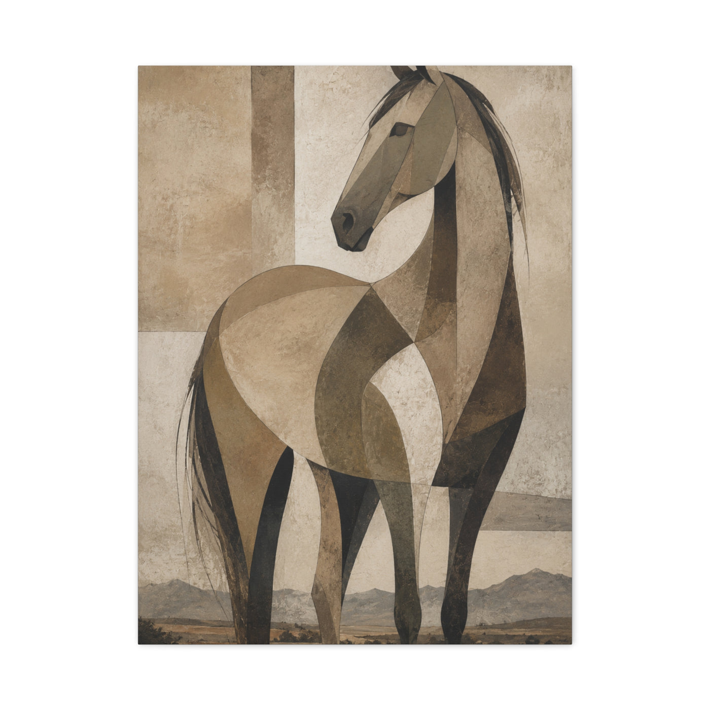 Geometric Horse Modern Ranch Study Wall Art & Canvas Print