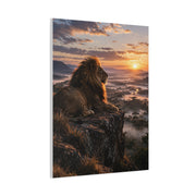 Lion at Sunrise Over Savannah Valley Wall Art & Canvas Print