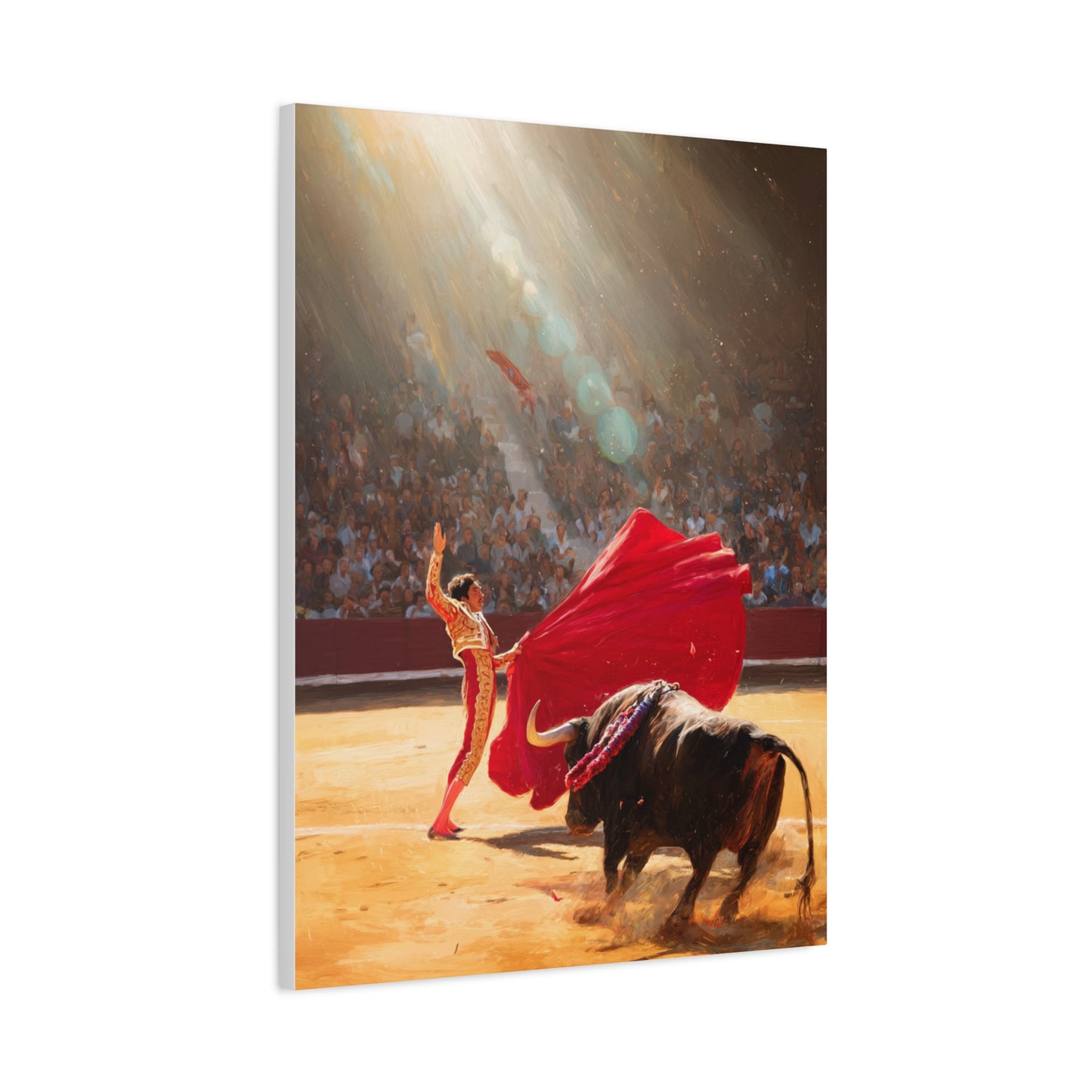 Spanish Matador and Charging Bull Arena Scene Wall Art & Canvas Print