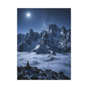 Moonlit Himalayan Peaks & Stupa Wall Art & Canvas Print
