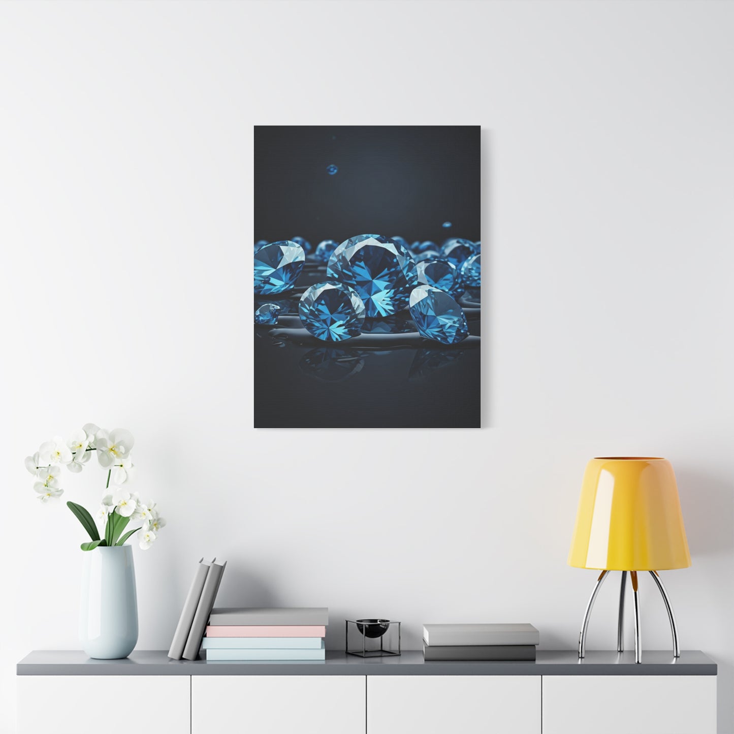 Scattered Blue Diamonds Luxury Wall Art & Canvas Prints