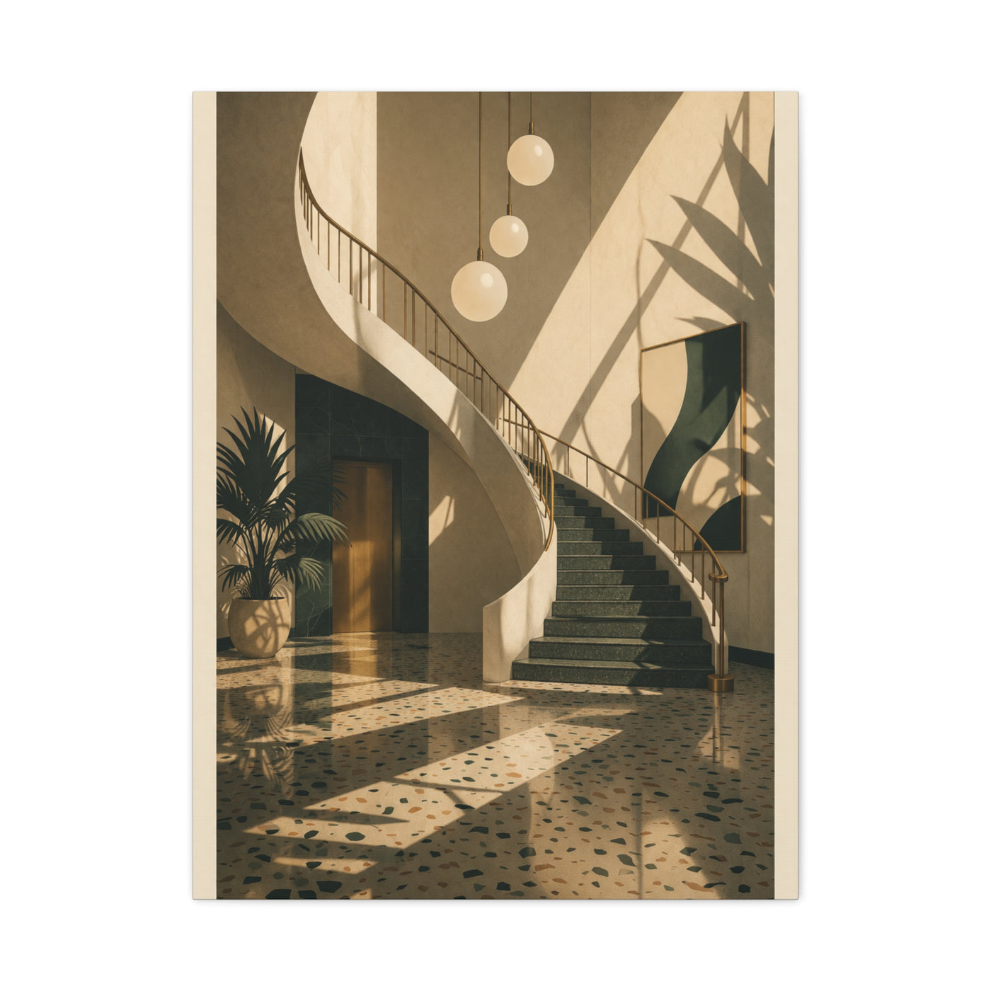 Sculptural Staircase Modernist Interior Wall Art & Canvas Print