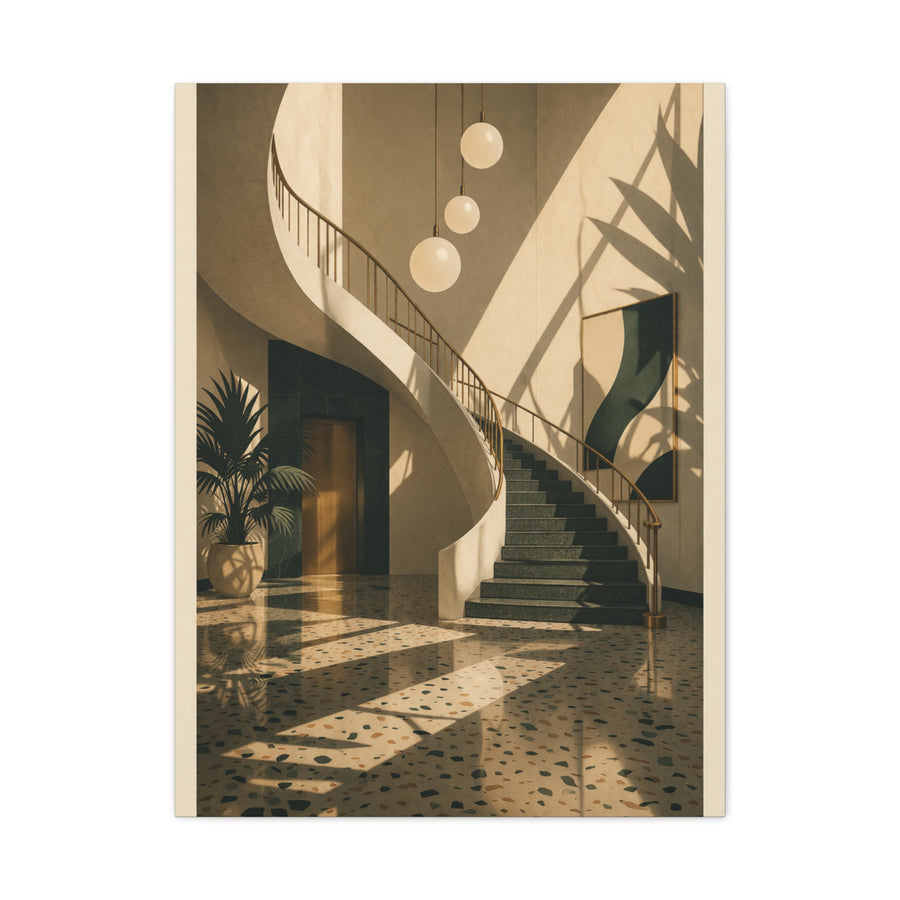 Sculptural Staircase Modernist Interior Wall Art & Canvas Print