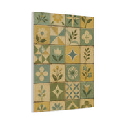 Mid-Century Floral Tile Pattern Wall Art & Canvas Print