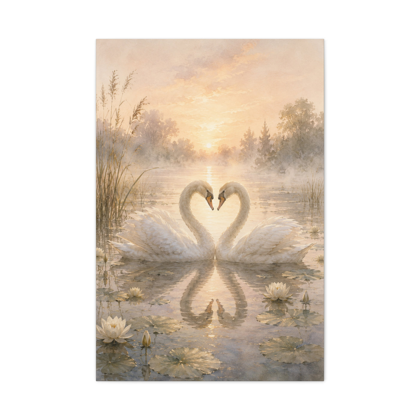 Ethereal Swan Devotion Sunrise Wall Art & Canvas Print