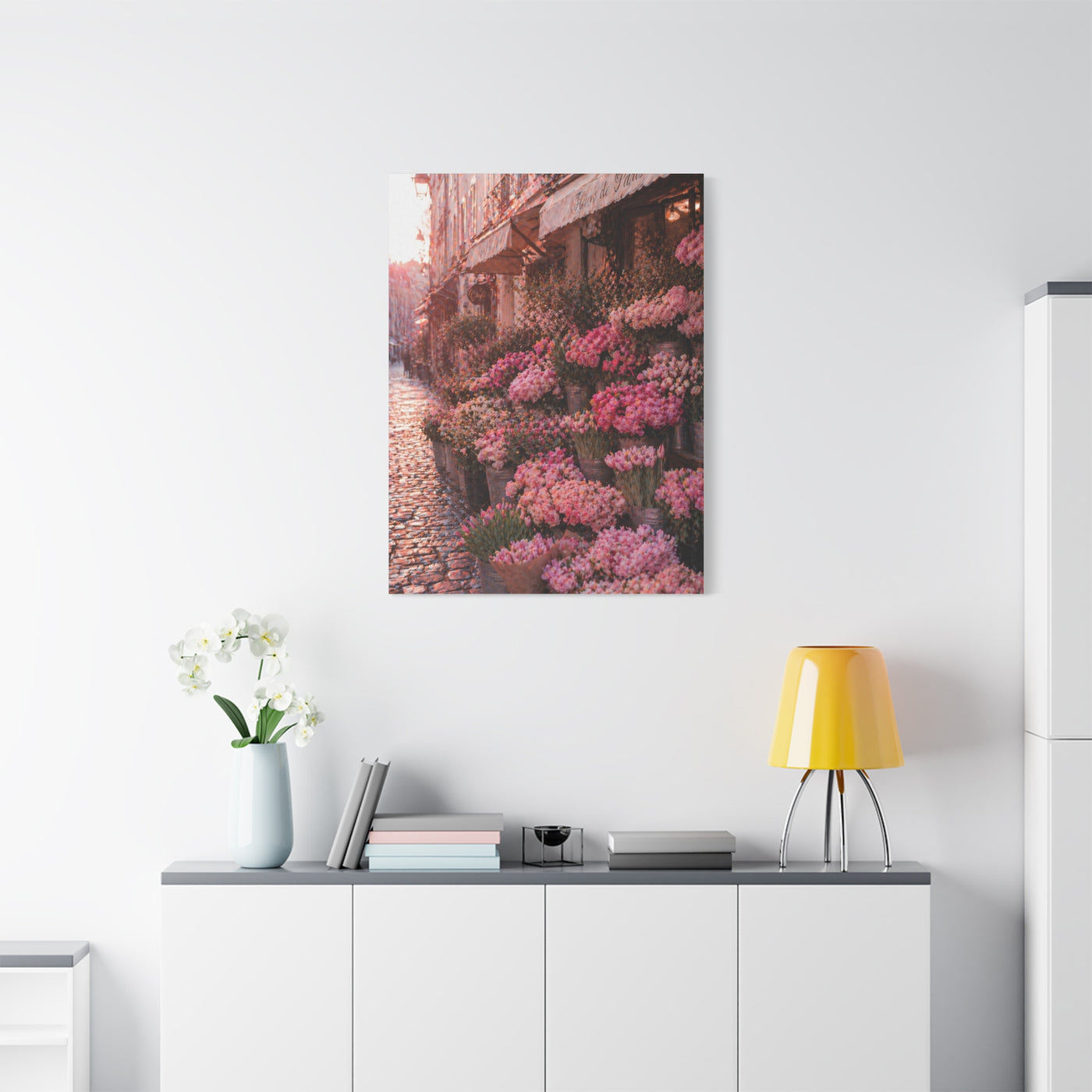 Parisian Pink Flower Market Street Wall Art & Canvas Print