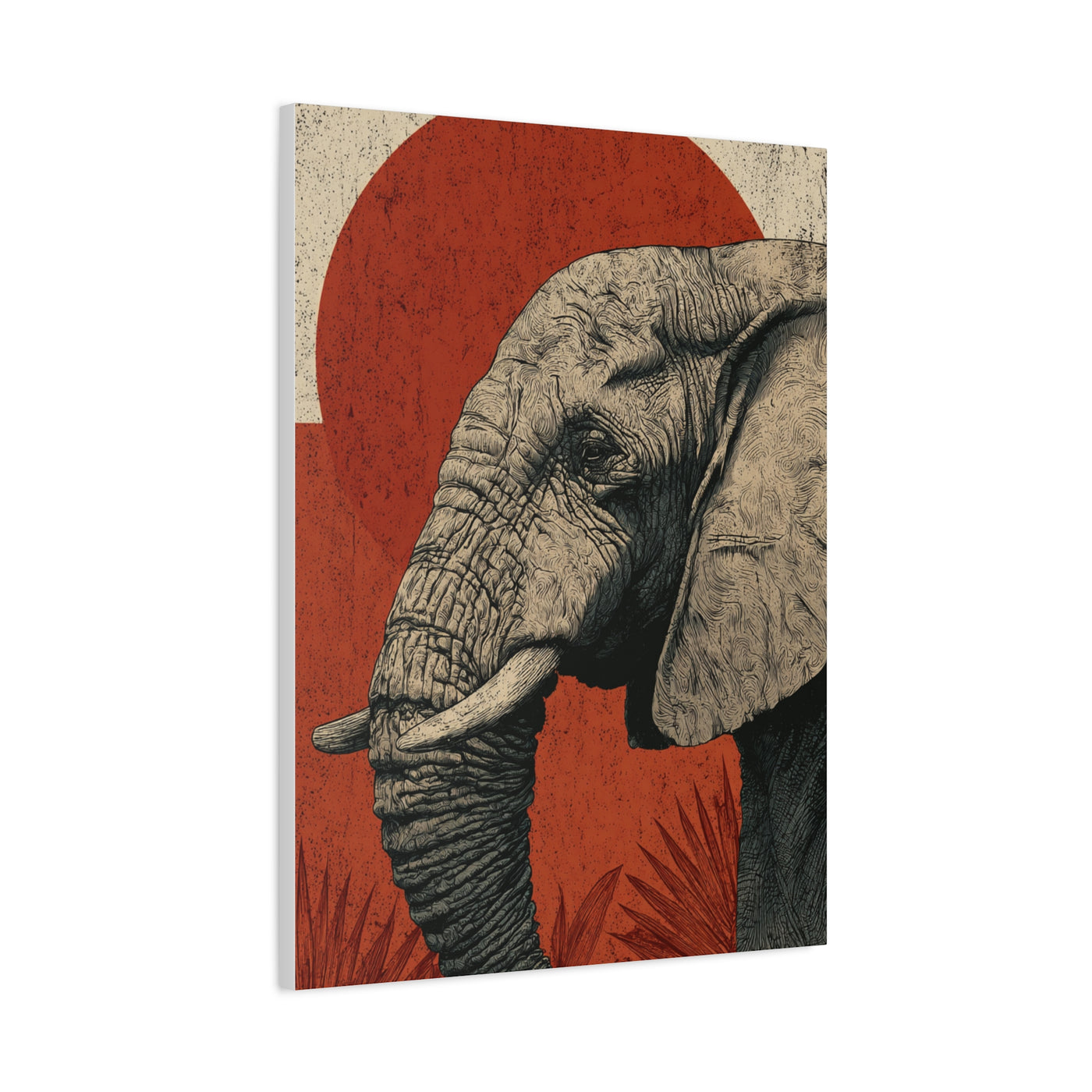 Minimal Boho Elephant Line Portrait Wall Art & Canvas Print