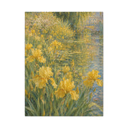 Impressionist Yellow Iris Garden Waterside Scene Wall Art & Canvas Print