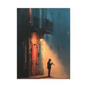 French Quarter Trumpet Silhouette Wall Art & Canvas Print