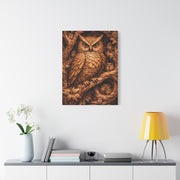 Hand-Carved Owl Family Wood Relief Wall Art & Canvas Print