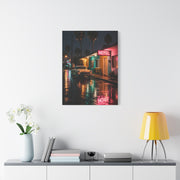 Neon Motel Night Reflection Wall Art & Canvas Print