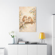 Whimsical Owl Family Blossom Scene Wall Art & Canvas Print