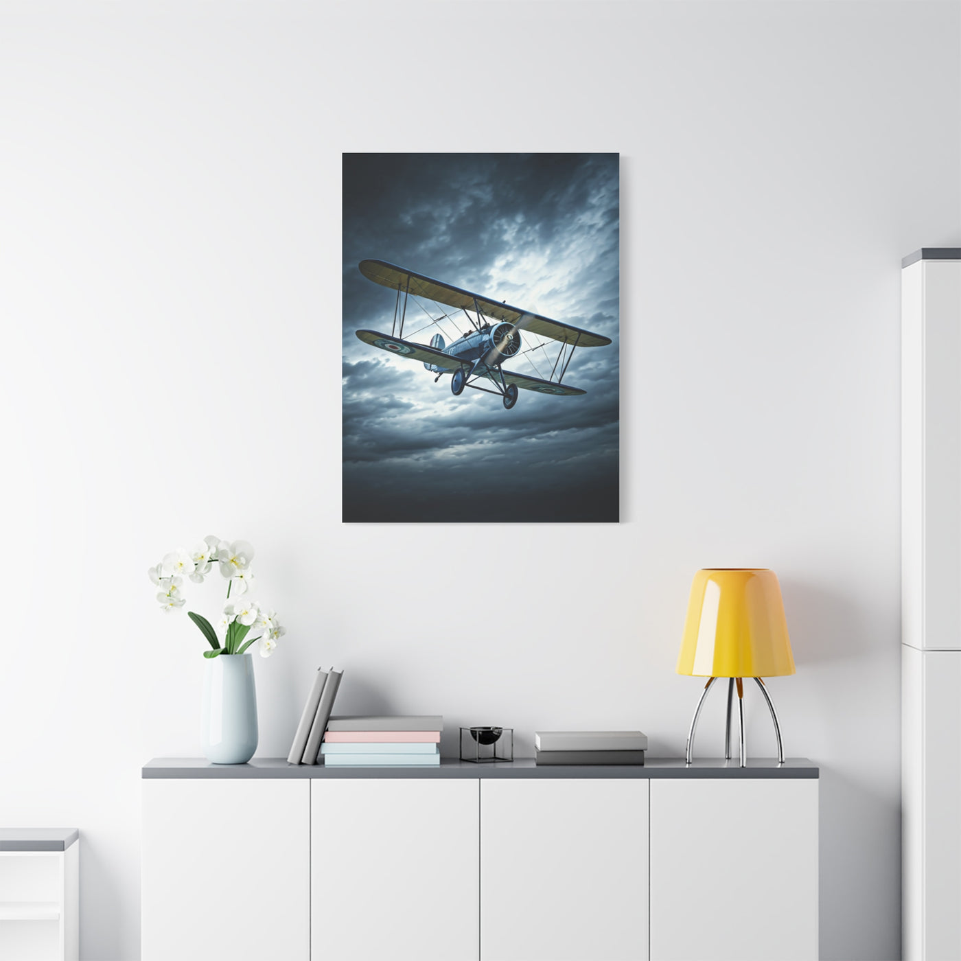 Stormbound Biplane Flight Wall Art & Canvas Prints