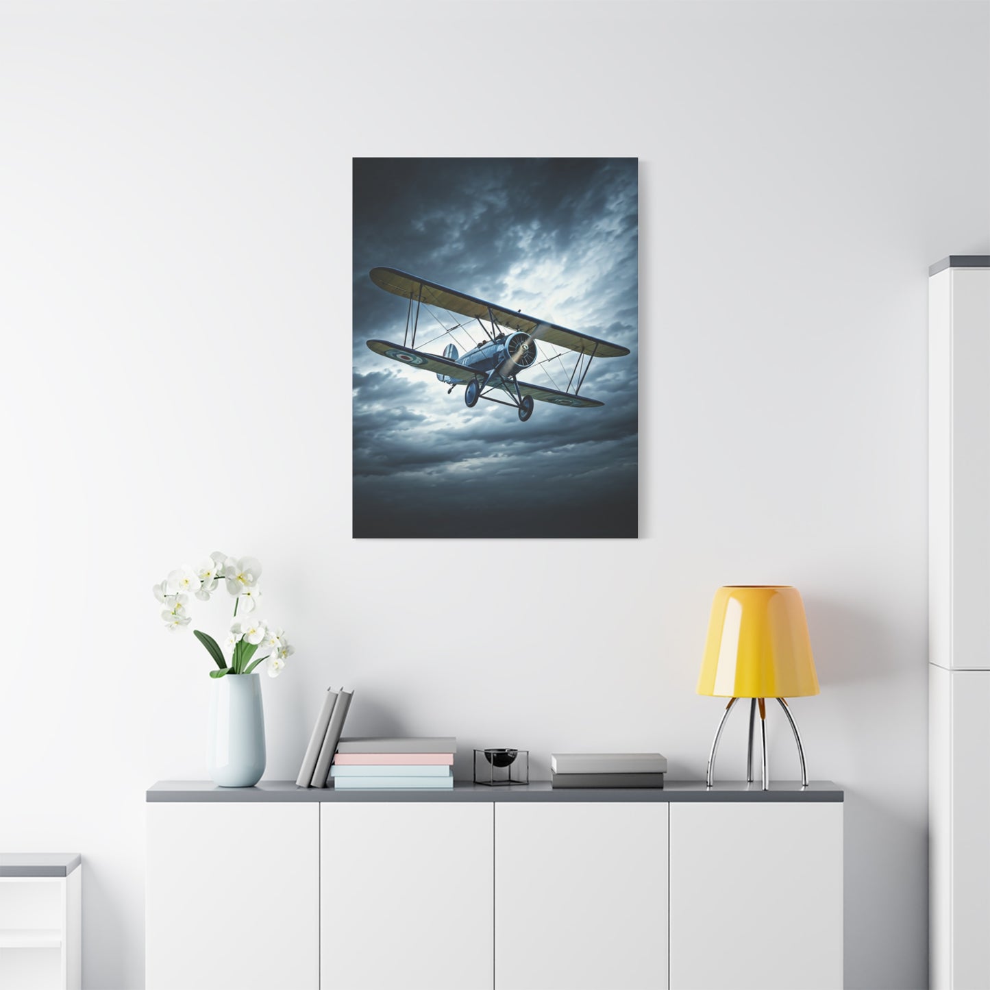 Stormbound Biplane Flight Wall Art & Canvas Prints