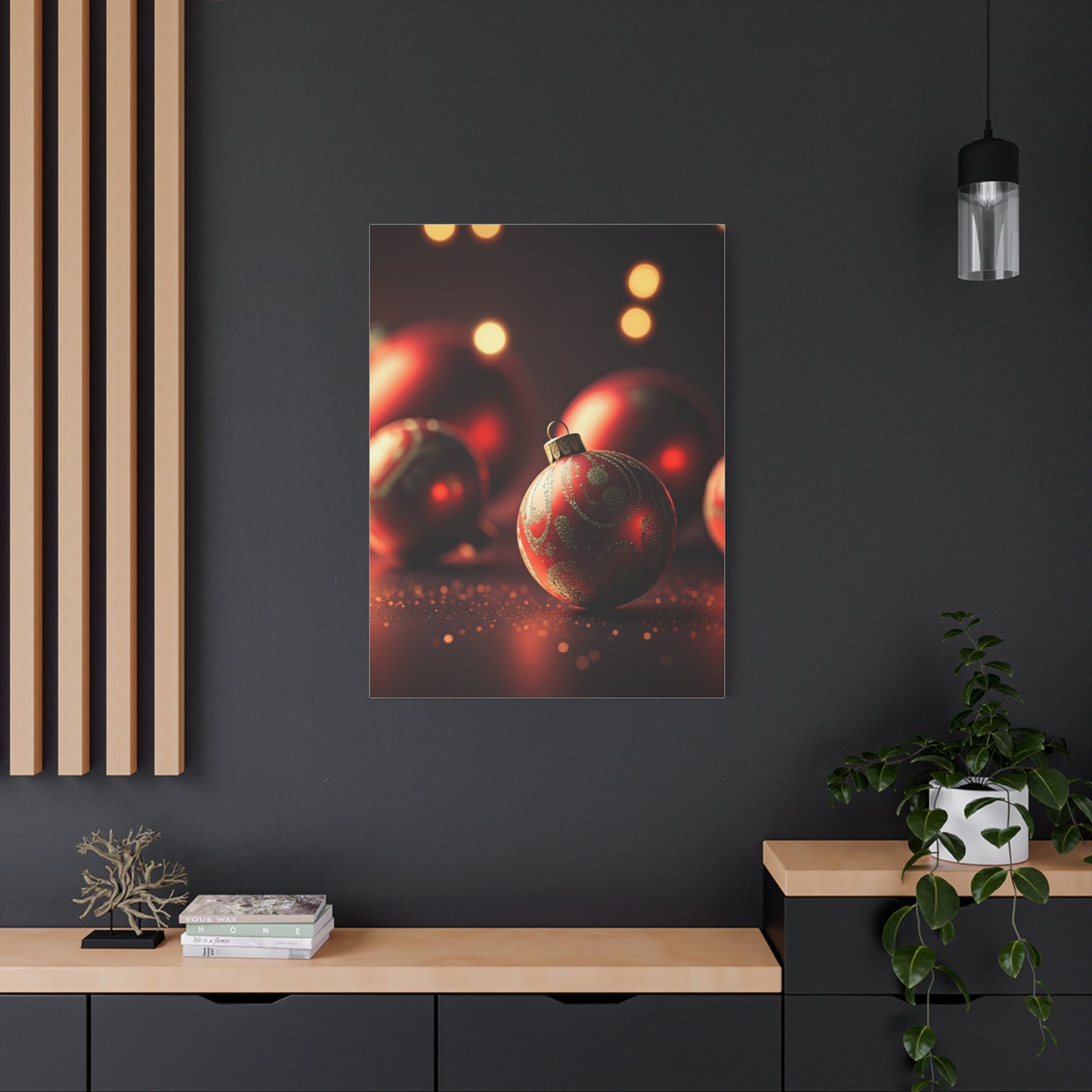 Red Christmas Baubles Festive Glow Wall Art & Canvas Print