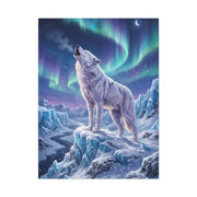 Arctic Wolf Aurora Borealis Scene Wall Art & Canvas Print