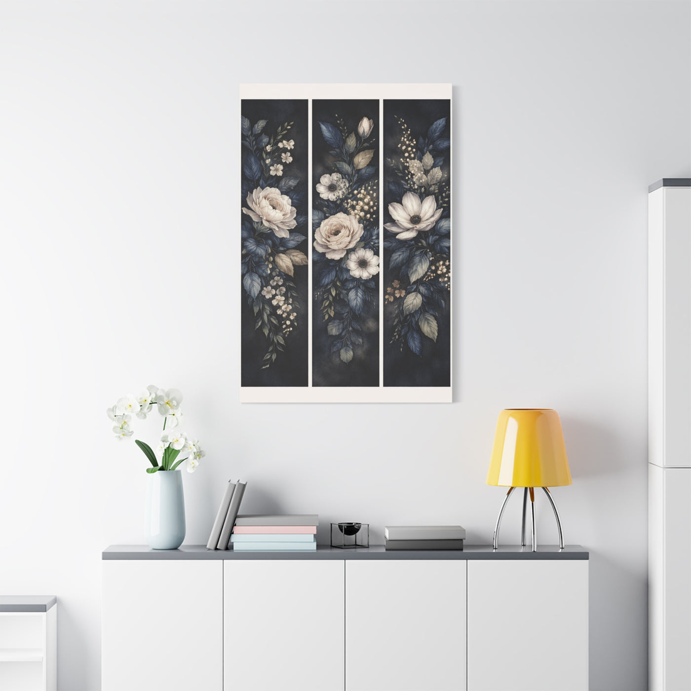 Navy Botanical Floral Triptych Wall Art & Canvas Print