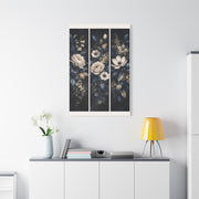 Navy Botanical Floral Triptych Wall Art & Canvas Print