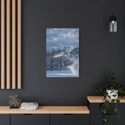 Snowy Owl Mountain Flight Wall Art & Canvas Print