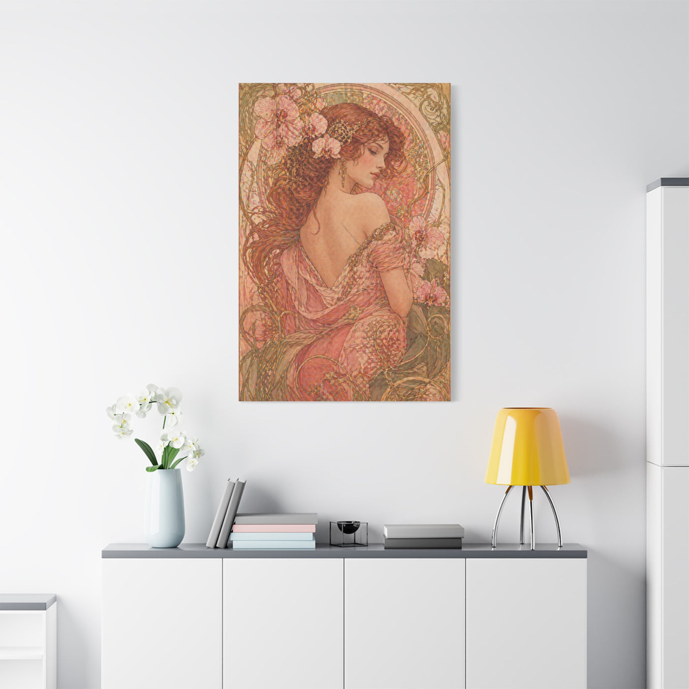 Art Nouveau Pink Muse Portrait Wall Art & Canvas Print