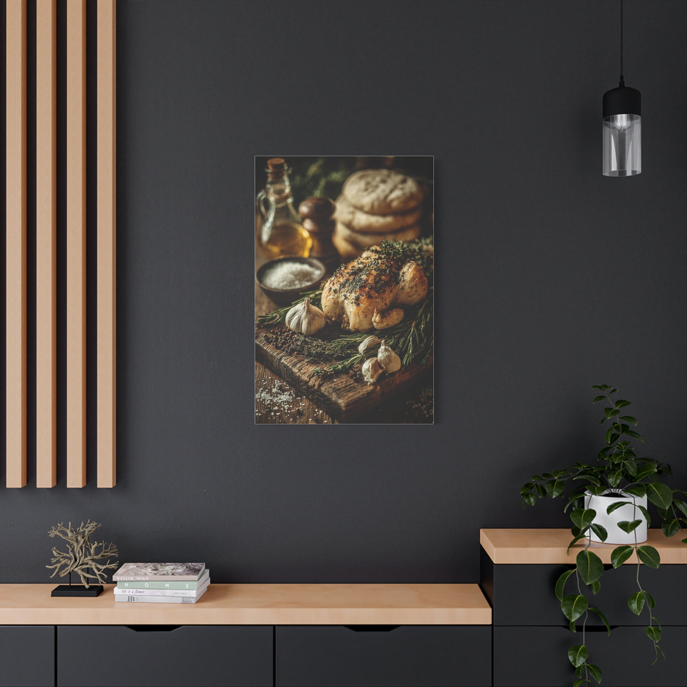 Herb Roasted Chicken Rustic Kitchen Wall Art & Canvas Print