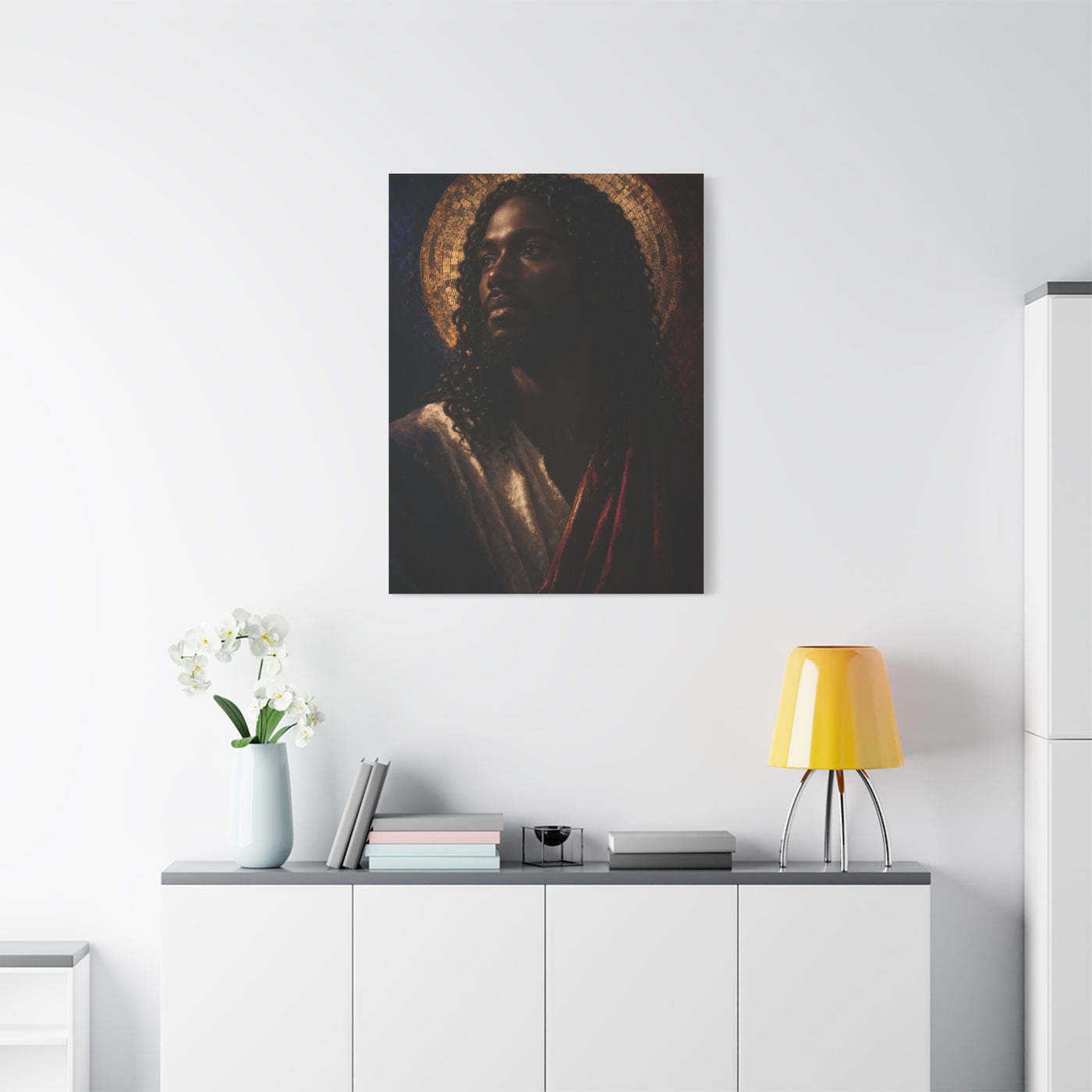Christ with Golden Halo Contemporary Portrait Wall Art & Canvas Print