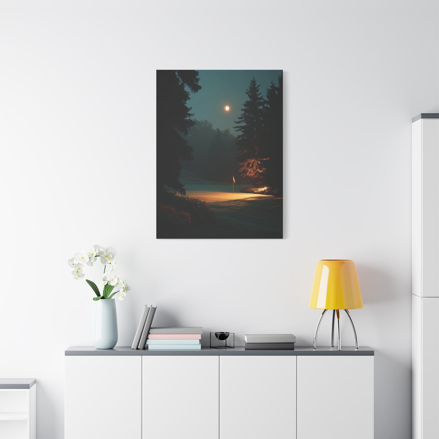 Moonlit Golf Green Cinematic Wall Art & Canvas Print