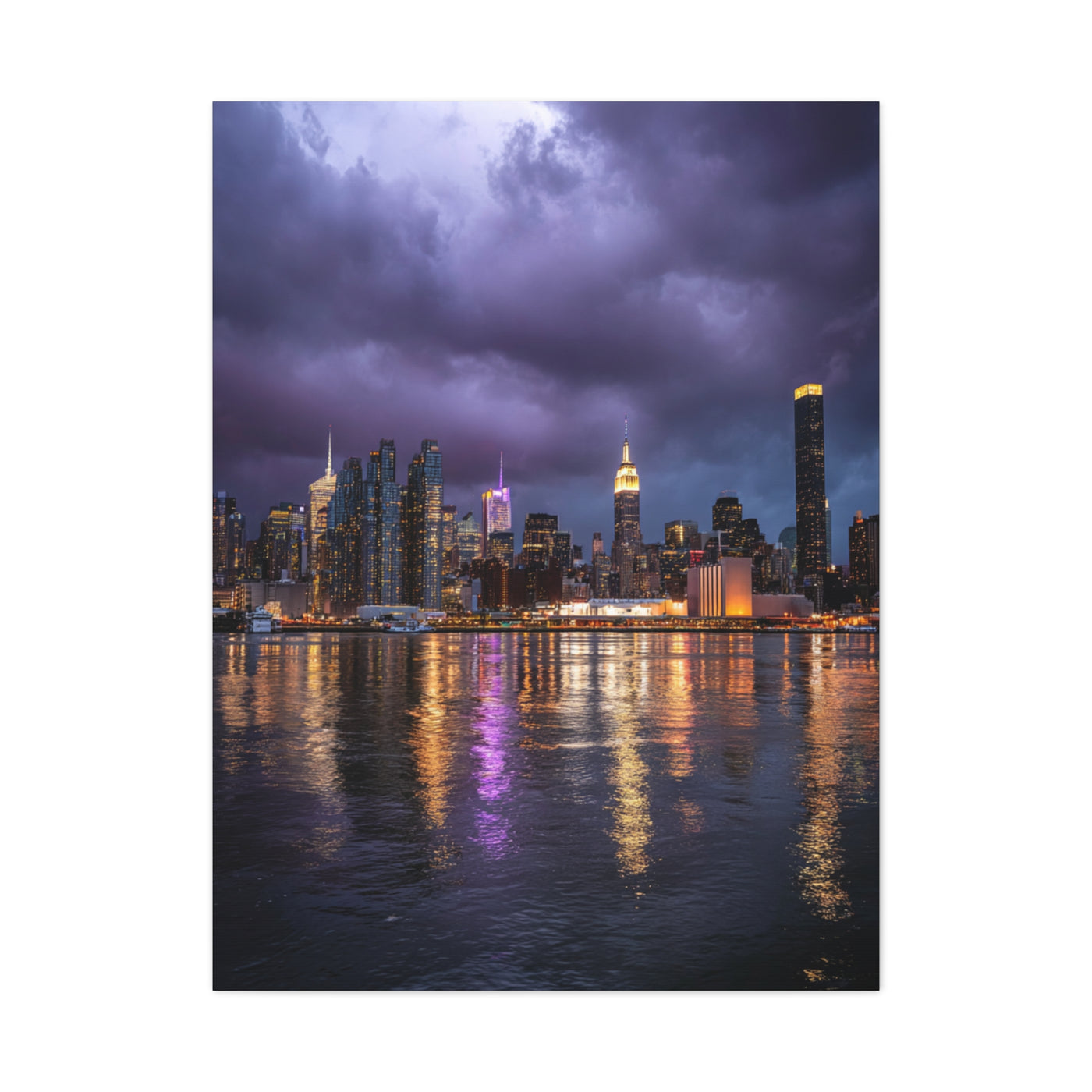 New York Skyline Rainstorm Reflections Wall Art & Canvas Print