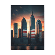 Urban Skyline Patriot Flag Reflection Wall Art & Canvas Prints