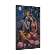 Radha and Krishna Moonlit Lotus Garden Wall Art & Canvas Print