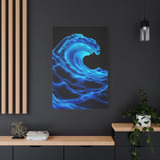 Luminous Neon Blue Wave Energy Wall Art & Canvas Print
